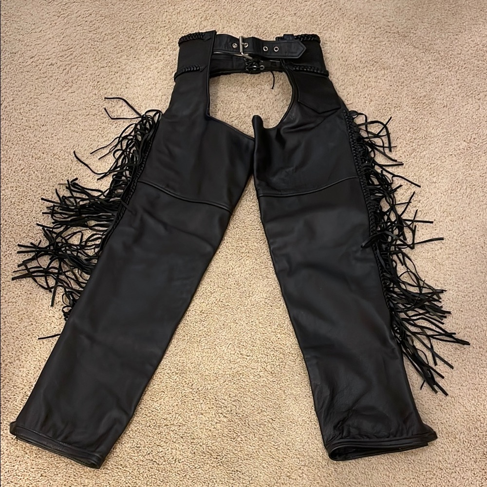 FMC Motorcycle Black Leather Chaps